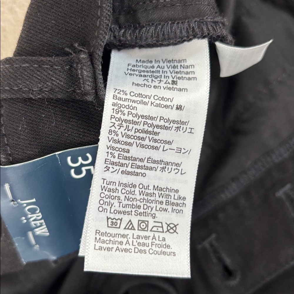 NWT J. Crew Black stovepipe straight leg jean stretch five button size 35 - Picture 9 of 13
